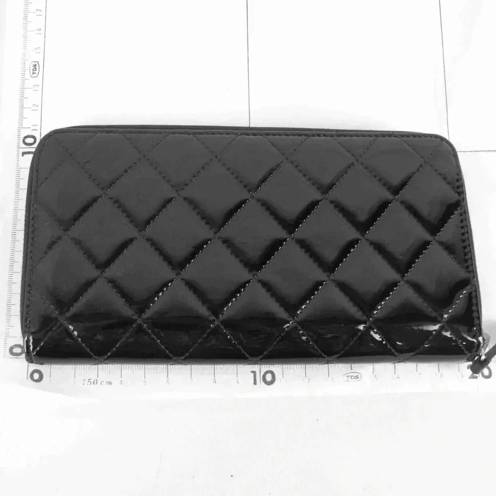 Vintage Chanel Quilted Enameled Leather Long Wallet